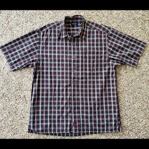 NAUTICA Men's S/S Button Down Shirt Yellow Blue Red Plaid Cotton L